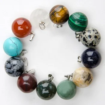 Debelo 50pcs naravnega kamna obeski čar mešani okroglo žogo obesek za ogrlico nakit, izdelava brezplačna dostava