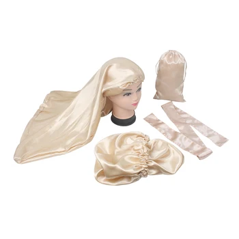 Debelo Virgin Lase razširitve snop lasuljo pakiranje saten zaviti šal čelnega glavo pasu vrečko za shranjevanje podaljšani velikosti dolgo bonnet