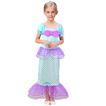 Dekleta Malo morska deklica Ariel Princesa Obleko sirena obleko za otroke Cosplay Kostumi Za Otroke halloween Ariel obleko Sirena Obleko