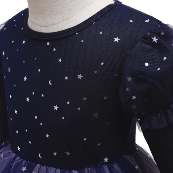 Deklice rojstni dan Občestva Obleko 2020 božič novo otrok obleka Princess z dolgimi rokavi zvezdnato nebo mrežasto obleko