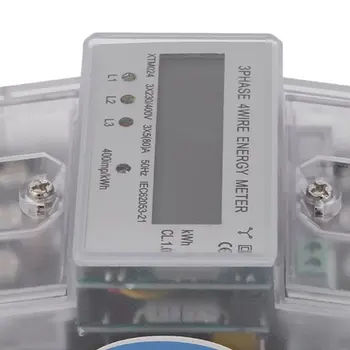 Digitalni LCD 3x20(80A) Energiemeter Elektronski Merilnik Tri Faze Štiri Žice, DIN-Rail KWh Elektronsko Energijo Merilnik za Merjenje Orodja