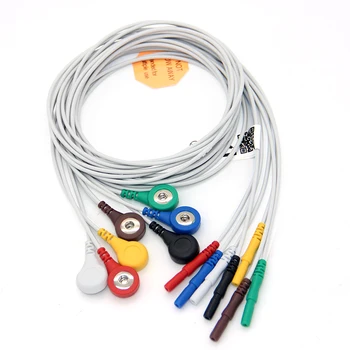 DIN 1,5 mm Slog EKG Holter Vodi Kabel 7 Žic Nastavite Snap AHA/IEC Terminal