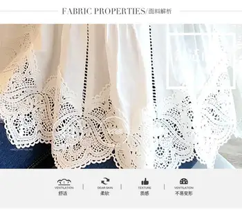 Dingaozlz korejski fashion Lace srajce Mozaik iz Votlih Ženske bluzo Ženski Priložnostne Ruffles Kvačkanje Beli Vrhovi blusa feminina