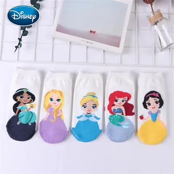 Disney 5pair nogavica Dekle sneguljčica / Sirena / Pepelka / Princesa Risanka Bombažne Nogavice za šport srčkan priložnostne nogavice ženske