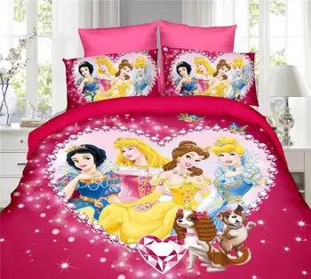 Disney princesa rjuhe kritje nastavite twin velikost posteljnina za dekleta spalnica dekor eno bedclothes coverlet otroci, otroci rjuhe