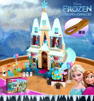 Disney Zamrznjene 360pcs Princesa Elsa Ledu Gradu Princesa Anna Set Model Zgradbe Bloki Slika Igrače Božična Darila