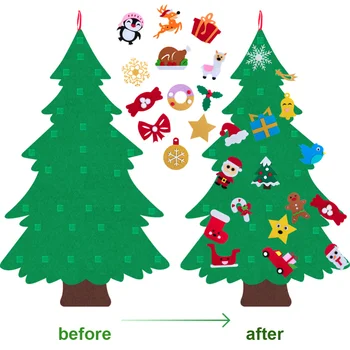 DIY Čutiti Božično Drevo Vrata Zid Viseči Okraski Božično Dekoracijo za Dom Umetno Drevo Otroci Igrače za Novo Leto, Darila
