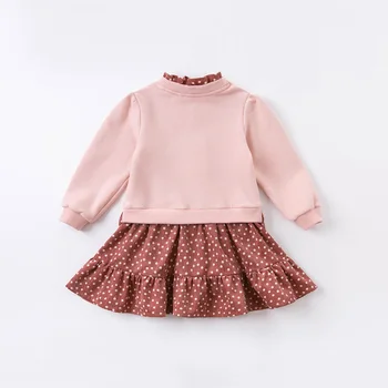 DKH14235 dave bella jeseni dekle moda ljubezen pike tiskanja mozaik draped obleko otroci sweet oblačenja otroci dojenčka lolita obleko