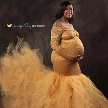 Dolg Rokav Porodniškega obleke Čipke Obleko Maxi Fotografija Kostume, Obleke, splice Očesa nosečnosti obleko Za Fotografijo Ustrelil Oblačila