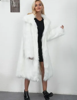 Dolgo Zimo Specializiranimi Za Umetno Krzno Plašč Znižuj Ovratnik 2020 Vzletno-Pristajalne Steze, Ženska Moda Plus Velikost Ulične Puhasto Zgostitev Toplo Ponaredek Fur Coats