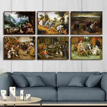 Doma Dekoracijo Umetnosti Stenske Slike Amo Dnevno Sobo, Poster Tiskanje Platna Slike Netherlandish Pieter Brueghel Starejši 5