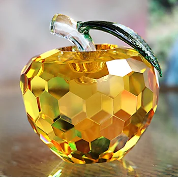 Doma Okraski 5 cm Kristalno Apple obtežilnik za papir, 6 Barv, Steklo Obrti Poročno Dekoracijo Umetnosti in Zbirateljski predmeti s Spominki(HD-1600133)