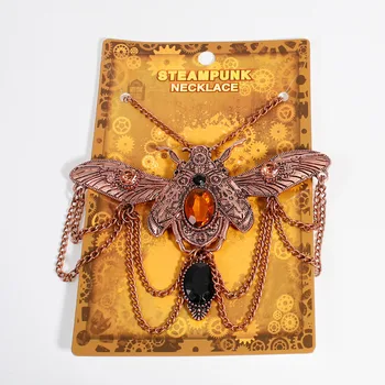 DoreenBeads Izjavo Steampunk Ogrlica Ladybug Živali Antično Bronasto Black Orange Nosorogovo Letnik 58.5 cm(23