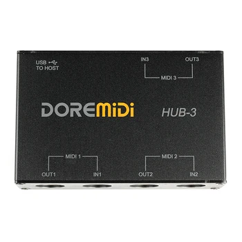 DOREMiDi HUB-3 MIDI 3 x 3 Polje USB MIDI Vmesnik MIDI Box MIDI kontroler Adapter Pretvornik