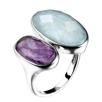 DORMITH pravi 925 sterling srebro gemstone obroči naravnih amazonite fluorite kamen obroči za ženske, nakit rejustable velikost obroča