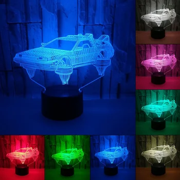 Dotik USB Razsvetljave v Zaprtih prostorih Avto Obliko Mala Nočna Lučka Novost led 3D Vizualni 7 Barv Zamenljiva Namizna Svetilka