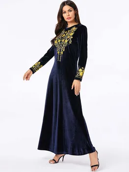 Dubaj Tam Kaftan Žamet Muslimansko Obleko Ženske Maxi Kimono Jubah Dolgo Haljo Abaya Hidžab Obleke Arabsko-Islamska Oblačila Turčija Arabski Obleko