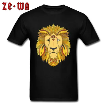 Duh Lion T-shirt Design Art Tshirt Za Moške Črne Majice Tatoo Grafični Vrhovi & Tees Elegantna Žival Glavo Tiskanja Oblačila, Bombaž