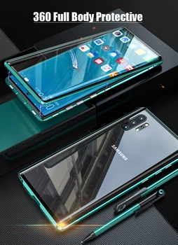 Dvojno Stranicami Magnetnih Sunkov, Kovinsko Ohišje Za Samsung Galaxy Note 8 note9 Opomba 10 Opomba 10 Plus + Polni Zaščitni Pokrov primeru