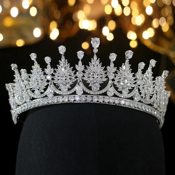 Elegantna ženska headdress in krono za parado stranka luksuzni novo poroko krono tiara glavo kristali cirkonija