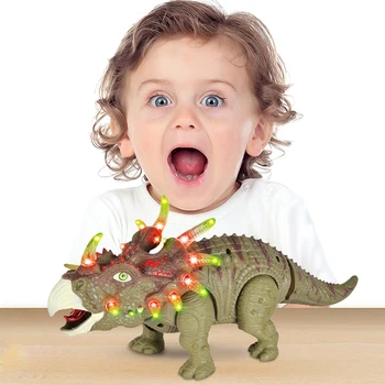 Električni Hoja Dinozaver Igrača Hoja Dinozaver Triceratops Slika Z Lučmi Zvoke Realno Gibanje Otroci Igrače Božično Darilo