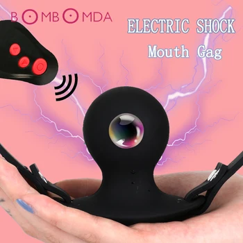 Električni Šok Usta Gag Vibratorji Za Ženske Gag Ball BDSM Ropstva Omejitve Ustni Odprtih Ust Plug Sex Igrača za Ženske Dodatki