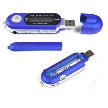 Elistooop USB MP3 Predvajalnik Glasbe, Digitalni LCD Zaslon Podporo 32GB TF Kartico & FM Radio Z Mikrofonom Črne in Modre Mp3 Predvajalnik