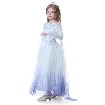 Elsa Princesa Bela Bleščica Obleko Za Dekle, Otroci Sneg Kraljica Elsa In Ana Vlogo Igrajo Obleke Otrok Gradient Dolgo Repo Kostumi