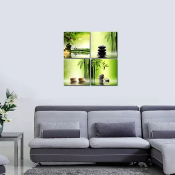 Embelish Kakovosti HD Platno, Slike Za dnevno Sobo Belo Cvetje, Sveče Kamen Bambusa Wall Art Plakati Doma Dekor Slike