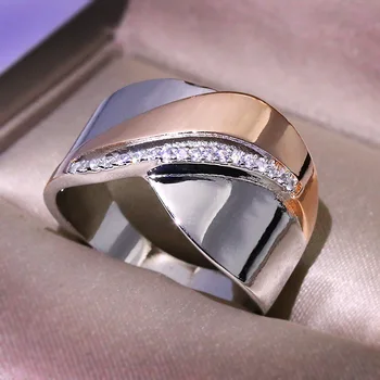Evropski in Ameriški Vroče Prodajo Žensk Rose Gold Ring z Preprost Lok Cirkon za očarljivo žensko ženske, darila 2020
