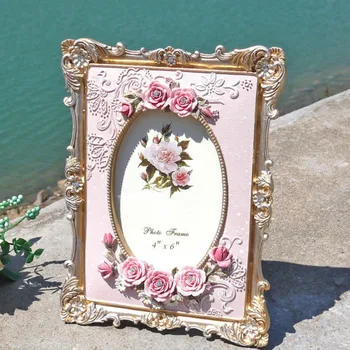 Evropski stil 6 inch roza osebno cvet smolo obrti doma okraski okraski retro poroko klasična fotografija frameLB82413