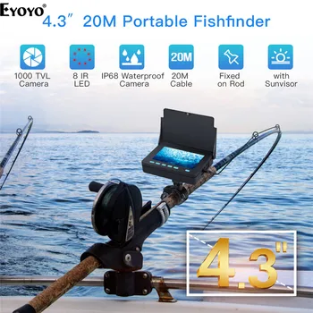 Eyoyo Ribolov Fotoaparat 20M Kabla 4.3 palčni LCD-Zaslon 8pcs LED Podvodna Ribe Finder Nastavljiva Svetloba 10000mAh Baterije Ribolov na Ledu