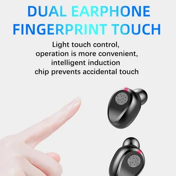 F9-2 TWS Bluetooth 5.0 Brezžične Slušalke Mini HI-fi za zmanjšanje Hrupa V uho Stereo Slušalke Touch Kontrole LED Zaslon Slušalke