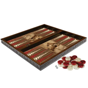 Fantastično Leseno Backgammon Žrebec Velika velikost