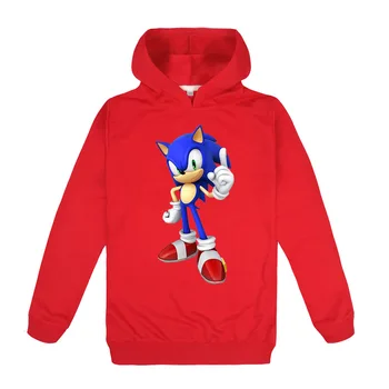 Fantje Sonic Hedgehog Risanka Tiskanja Oblačila Srčkan Moda Dolgo Oplaščeni Pomlad Jesen Kapičastih Pulover Pulover Otroci Kopalke