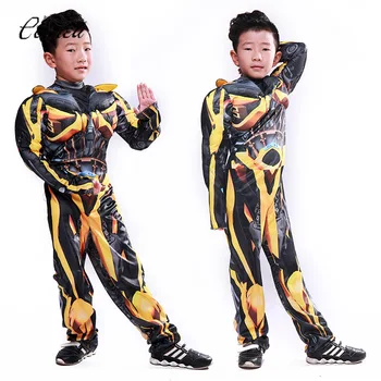Film Transformatorji Bumbar Visoke Kakovosti Superheroj Kostume Bodysuit Onesie Otroci Obleko za Fanta Otrok Celotno Telo Obleke