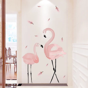 Flamingo Živali Stenske Nalepke DIY Roza Ptic Stenske Nalepke za dnevno Sobo, Otroci Spalnica Vrtec Doma Dekoracijo