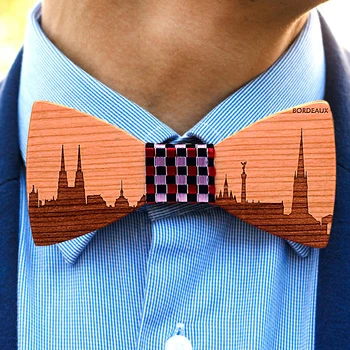 Francosko mesto serije točko stavbe Bordeaux Lesen lok kravato Corbatas Par Hombre Metulj Lesa kravato moških lok kravato Dropshipping