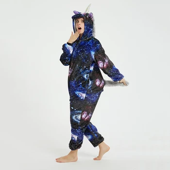 Galaxy Samorog kigurumis Sleepwear Odraslih Onesies Homewear Ženske Cosplay Jumpsuit Stranka Kostum Unisex Oblačila