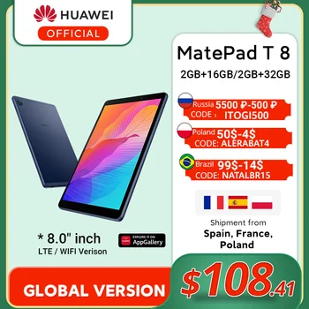 Globalna Različica HUAWEI MatePad T8 2GB16GB LTE Tablet PC 8.0 palčni faceunlock 5100mAh Velika Baterija, Podpora za microSD Kartico Android10 T8