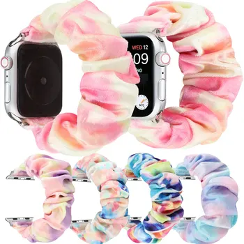 Gospa Slog Band Za Apple Watch 6 5 4 3 2 1 SE Nove Scrunchie Elastična Plišastih Watch Trak Watchband Za iWatch 44 mm 40 mm 42mm 38 mm
