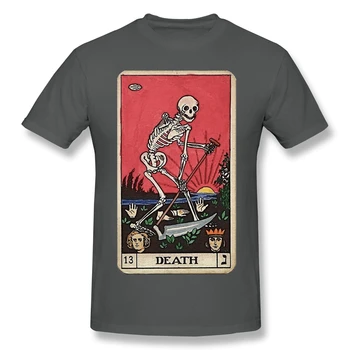 Gothic goth T-Majice za Moške Smrti Tarot Smešno Crewneck Bombaž Majica s kratkimi rokavi