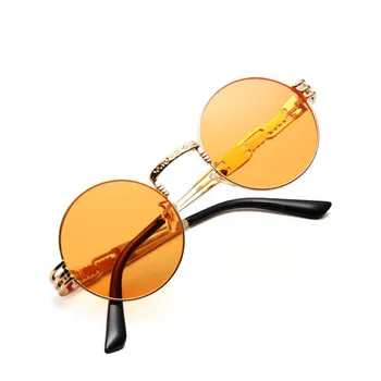 Gothic Steampunk sončna Očala Moški Ženske Kovinski Zaviti Očala Krog Odtenki Oblikovalec blagovne Znamke sončna Očala, Ogledalo Visoke Kakovosti UV400