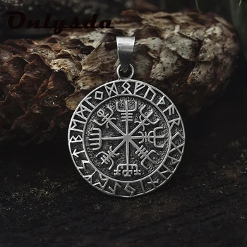 Guidepost Kompas Ogrlica Talisman Viking Starejših Futhark Obesek Valknut Poganski Amulet Vegvisir Skandinavskih Norse Darilo OSDZ106