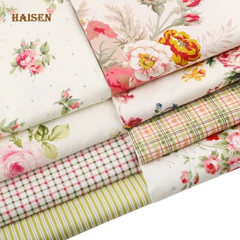 Haisen, 8 vzorcev Rose Cvetje Tiskane Bombažne Tkanine Keper Krpo Za DIY Šivanje Baby&otroška Odeja Listi Obleko Tekstilni Material