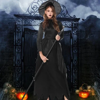 Halloween obleko Cosplay Kostume Vampir Kostum Čarovnica Ženske Srednjeveški Viktorijanski Maškarada Kostum Black Fancy Obleko Maxi 902