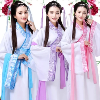 Hanfu Obleko Kitajske Tradicionalne Tang Obleko Za Ženske Folk Dance Performance Oblačila Kitajski Kostum Pravljice Hanfu Krilo DQL1711
