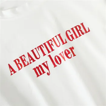 Harajuku kawaii ženske Tshirt Svoboden Priložnostne Dolg Rokav Kariran mozaik t shirt jeseni Študentov Preprosto pismo belo črni barvi majice