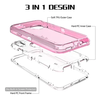 Hard Case Za iPhone 12 11 pro Max 7 8 6 6s Plus XR X Xs Primeru Jasno PC Odbijača Srčkan Primeru SE 2020 Silikonski Prozoren pokrov