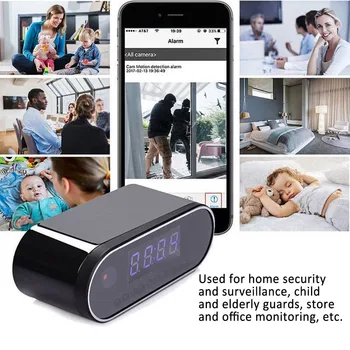 HD 1080P Wifi IP Kamera Home Security Nadzor Skriti IR Nočni Alarm Kamere Digitalna Ura Video Kamera